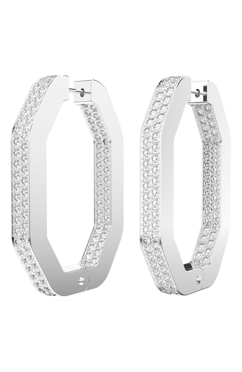 Swarovski Dextera Large Pavé Hexagonal Hoop Earrings, Main, color,