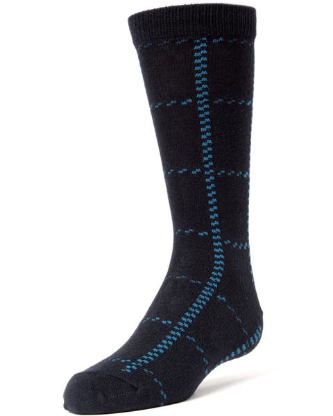 Windowpane Plaid  Dress Socks (Big Kid)