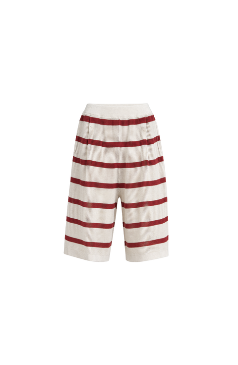 Cotton net knit Bermuda shorts