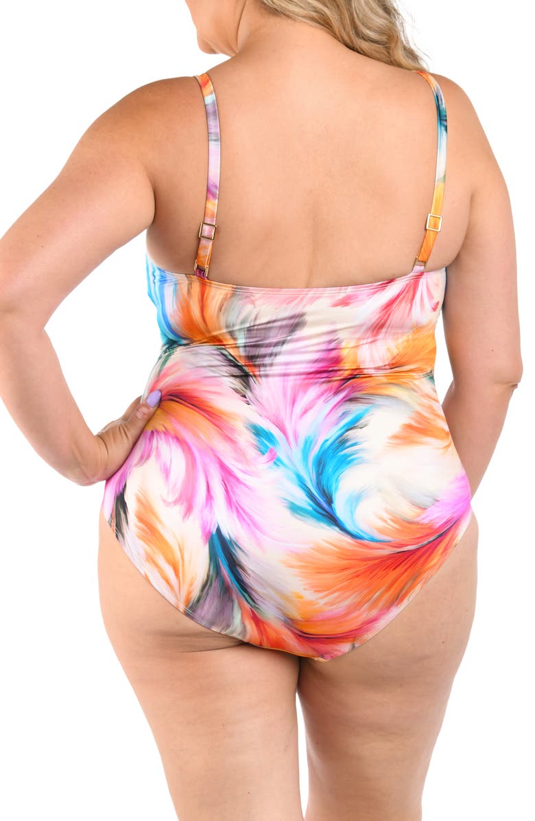La Blanca Feathered Impression One-Piece Swimsuit, Alternate, color, Pink Multi