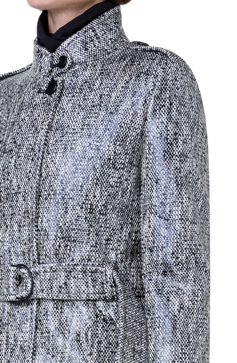 Akris punto Lacquered Tweed Rain Coat with Removable Lining, Alternate, color, 