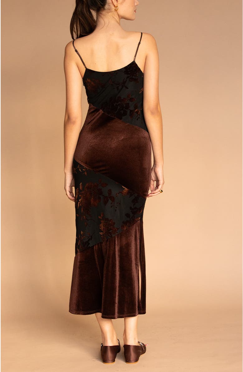 CRESCENT Velvet Burn-Out Midi Dress, Alternate, color, 