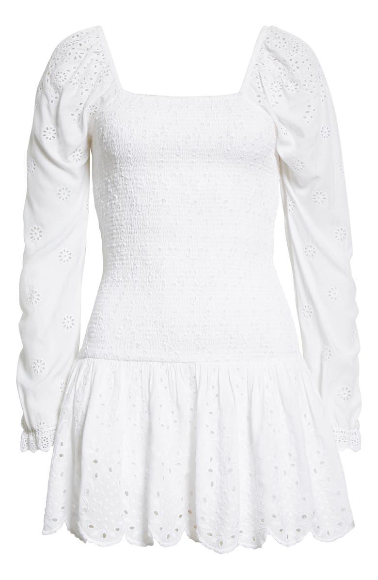 LoveShackFancy Jayce Long Sleeve Minidress, Alternate, color, 