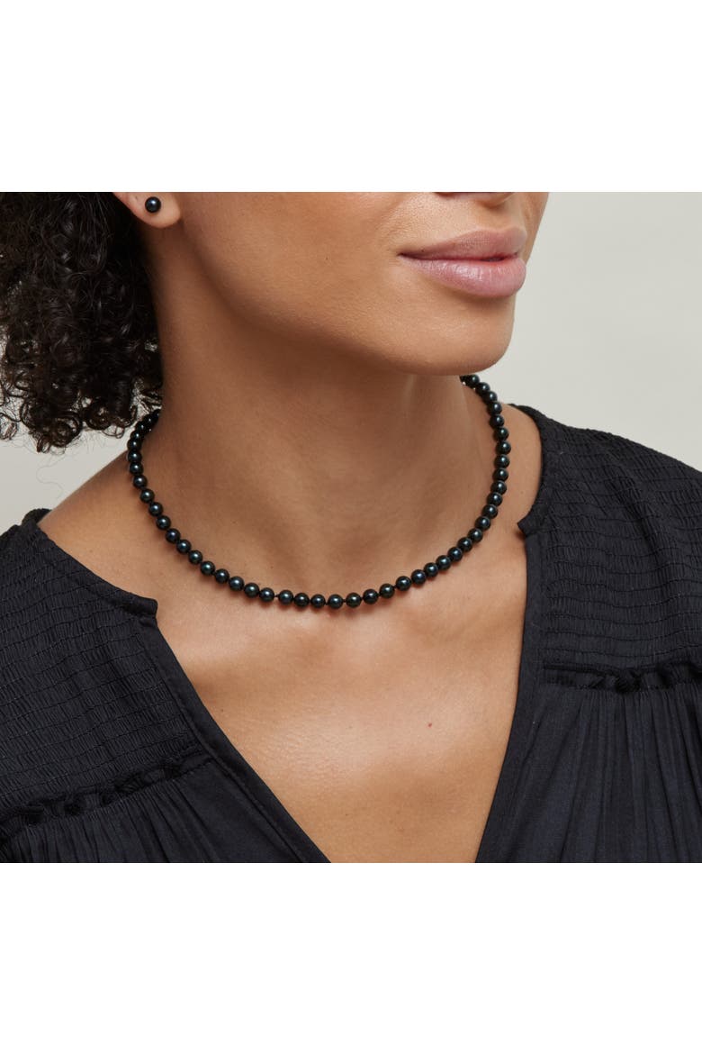 5.5-6.0mm Japanese Akoya Black Pearl Necklace - AA+ Quality, Alternate, color, Black Pearls