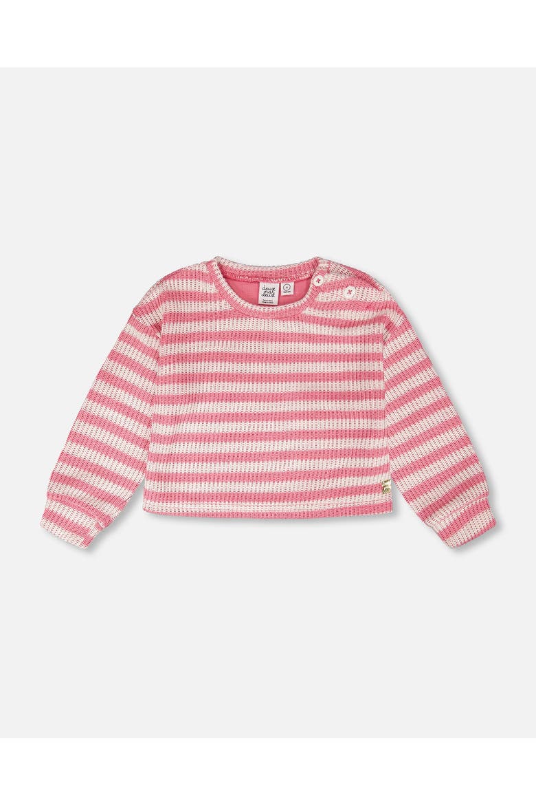 Long Sleeve Cropped Striped Sweater, Main, color, Pink & White Stripes
