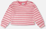 Deux par Deux Long Sleeve Cropped Striped Sweater