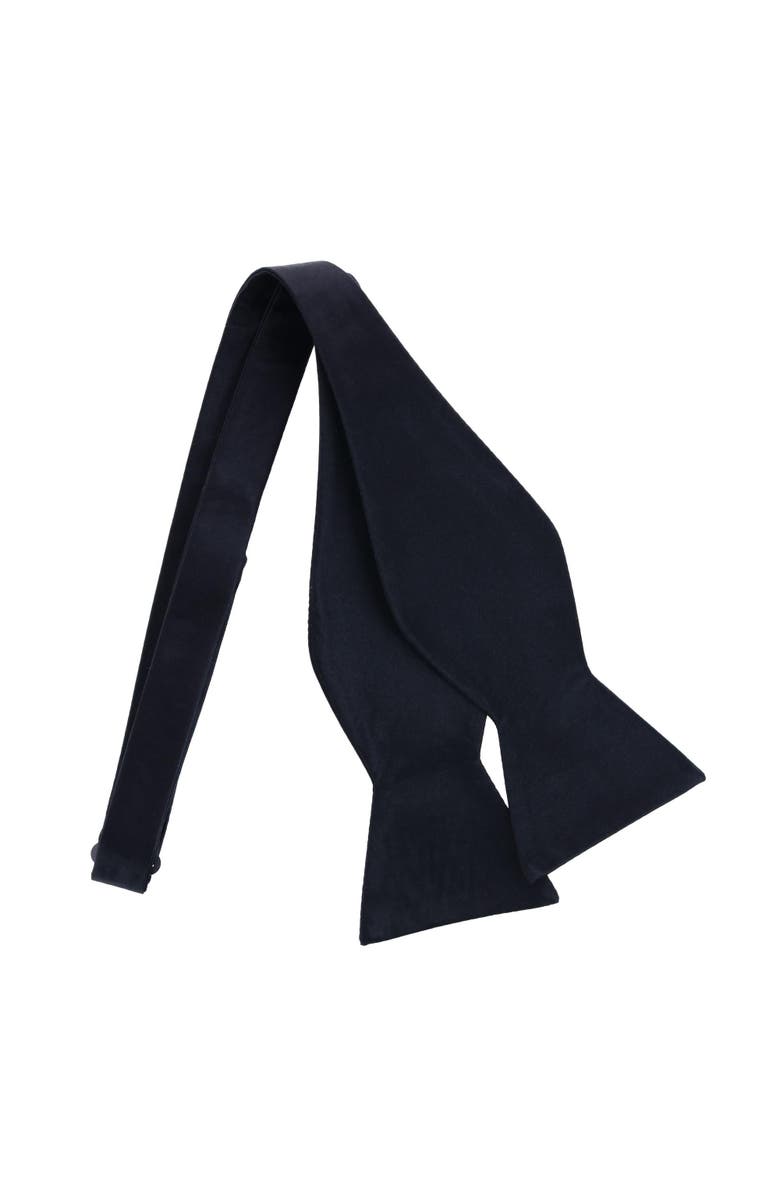 Trafalgar Sutton Solid Color Silk Self-Tie Bow Tie, Alternate, color, Black