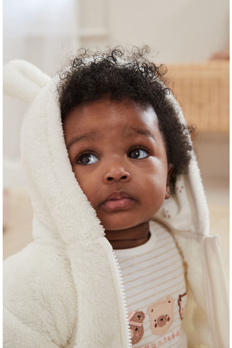 Kids' Zip Front Hooded Fleece Jacket, Alternate, color, WHITE
