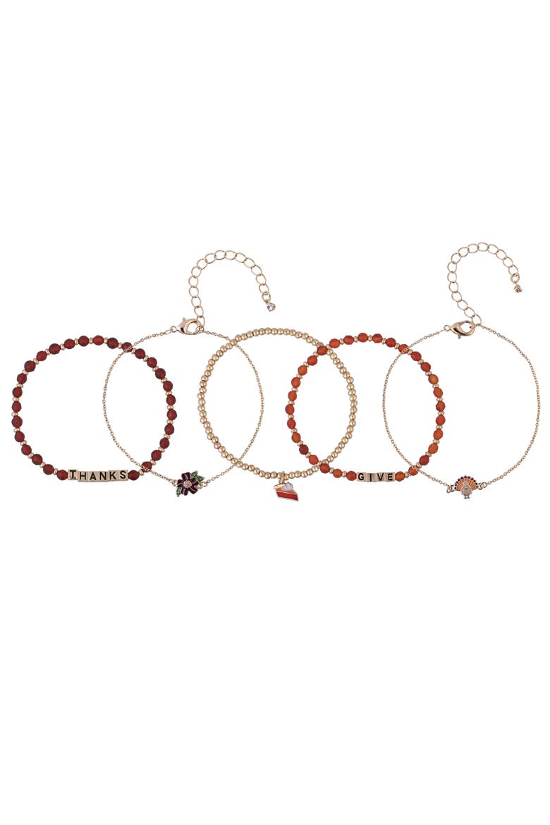 8pc Fall Theme Bracelet Set, Main, color, Orange