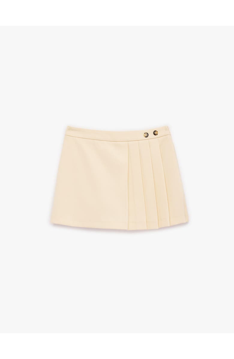 Koton Pleated Mini Skirt with Button Detail, Alternate, color, Yellow