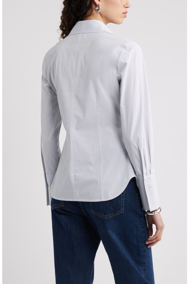 Poplin Waisted Button Down Shirt, Alternate, color, BLUE- WHITE STRIPE