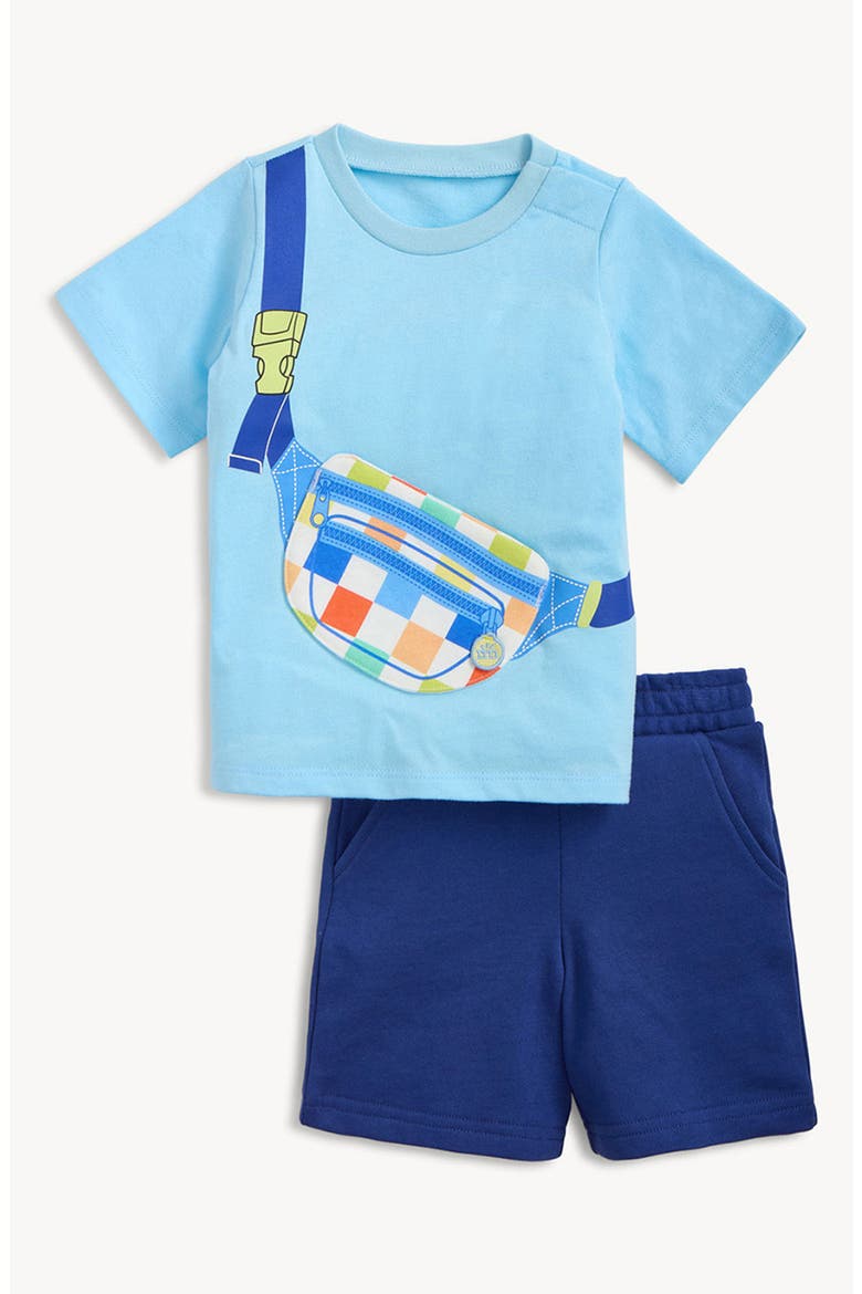 Kids' Fidget Cotton Graphic T-Shirt & Shorts Set, Main, color, BLUE