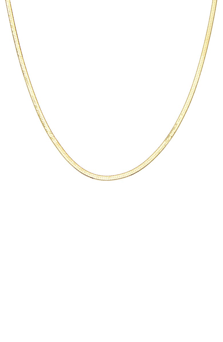 FZN 14K Gold Over Silver Herringbone Chain Necklace, Main, color, 