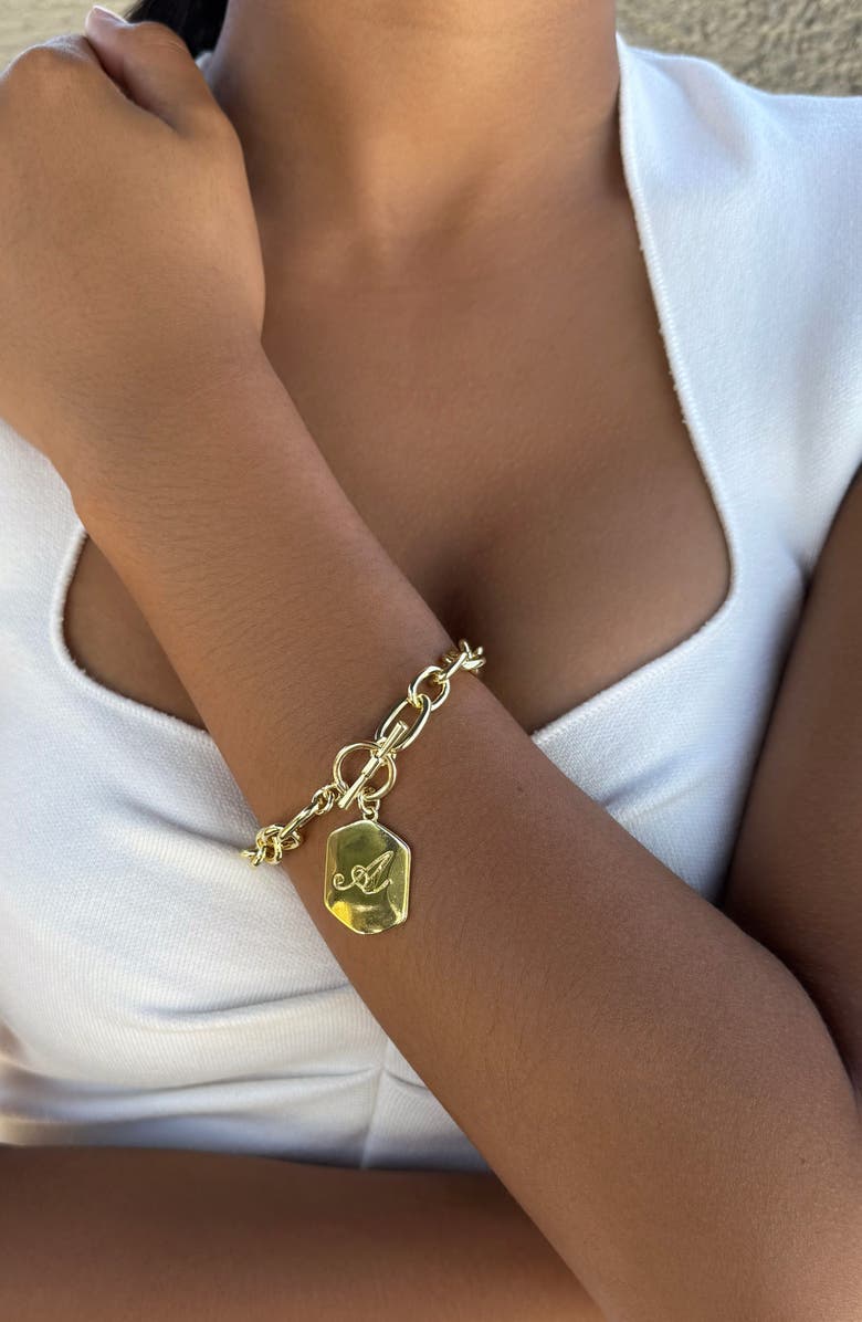 Adornia Monogram Initial Charm Chain Bracelet, Alternate, color, Gold-A