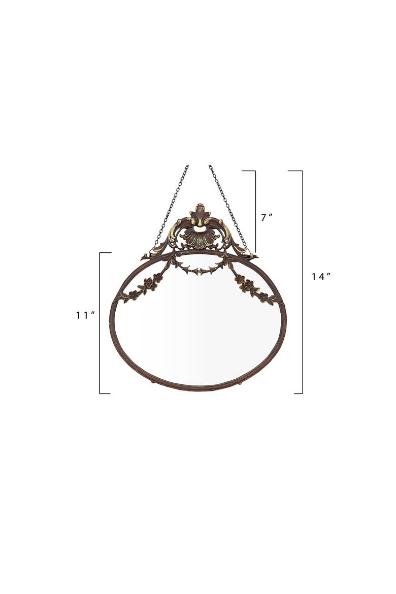Pewter Framed Wall Mirror with Decorative Chain and Antique Finish, Bronze, Alternate, color, Bronze