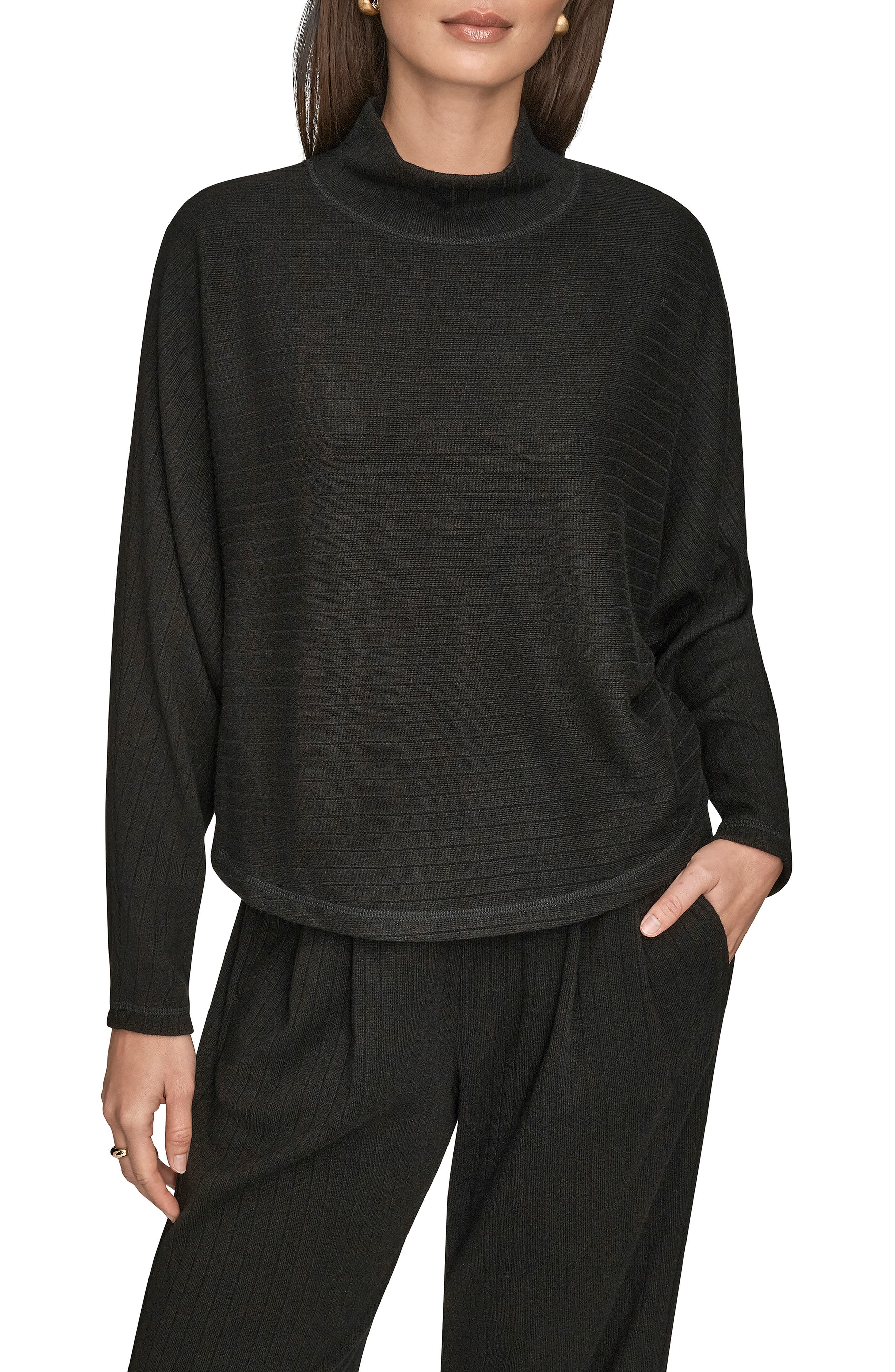 Donna Karan New York Mock Neck Sweater In Blue