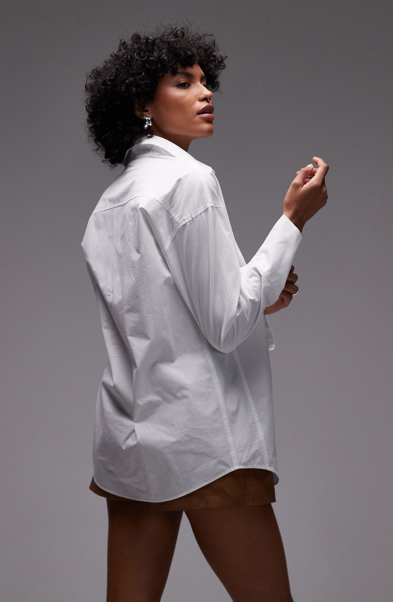 Topshop Oversize Cotton Button-Up Shirt, Alternate, color,