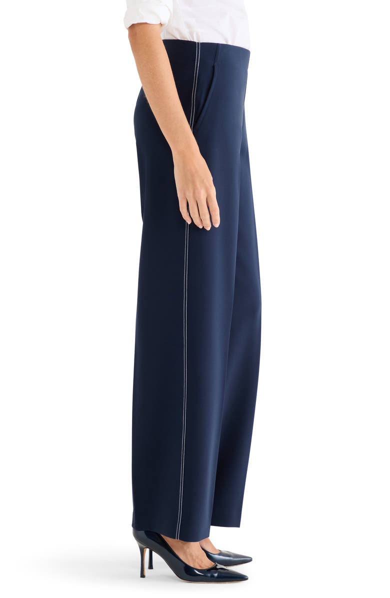 NIC+ZOE Lenox Accent Stitch Wide Leg Stretch Pants, Alternate, color, Dark Indigo