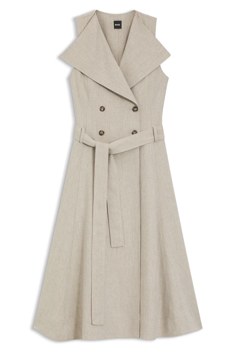 Datrena Trench Midi Dress, Alternate, color, HERRINGBONE LINEN