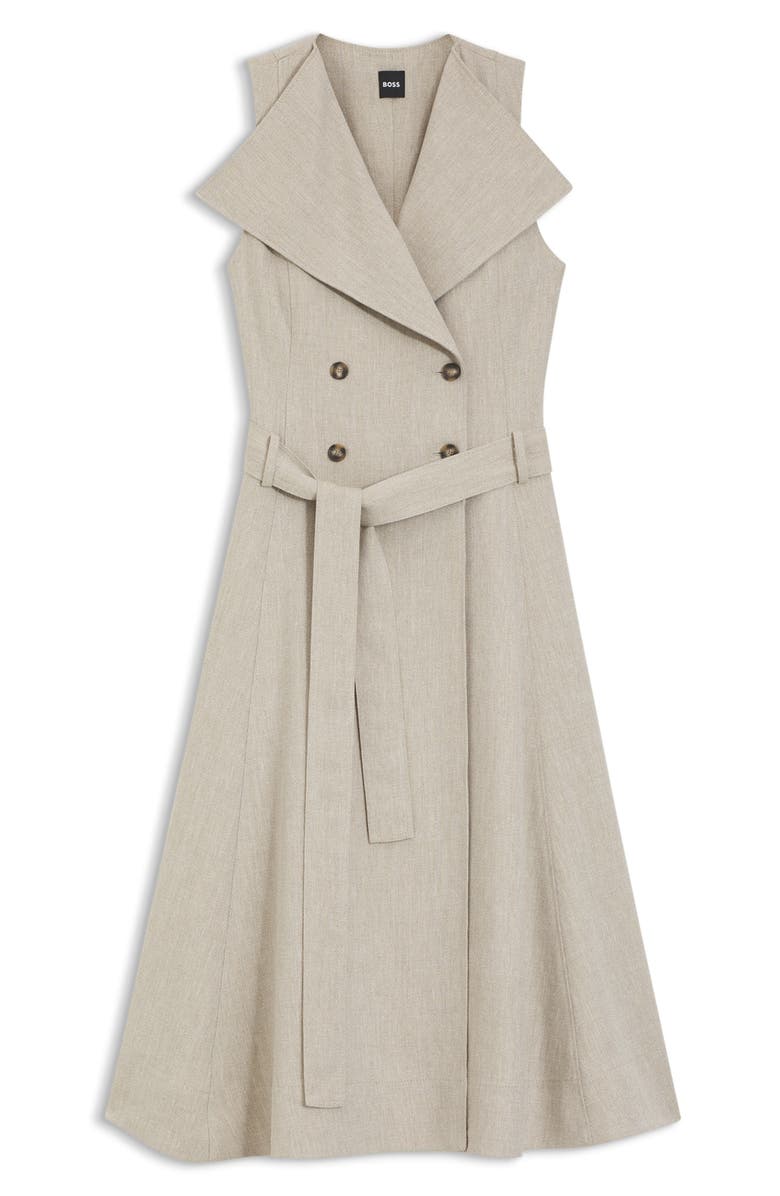 BOSS Datrena Trench Midi Dress, Alternate, color, Herringbone Linen