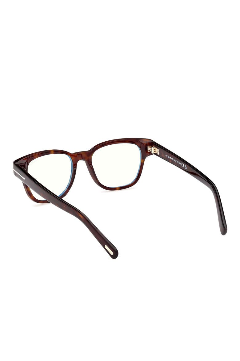 50mm Square Blue Light Blocking Glasses, Alternate, color, HAVANA ECO / T LOGO