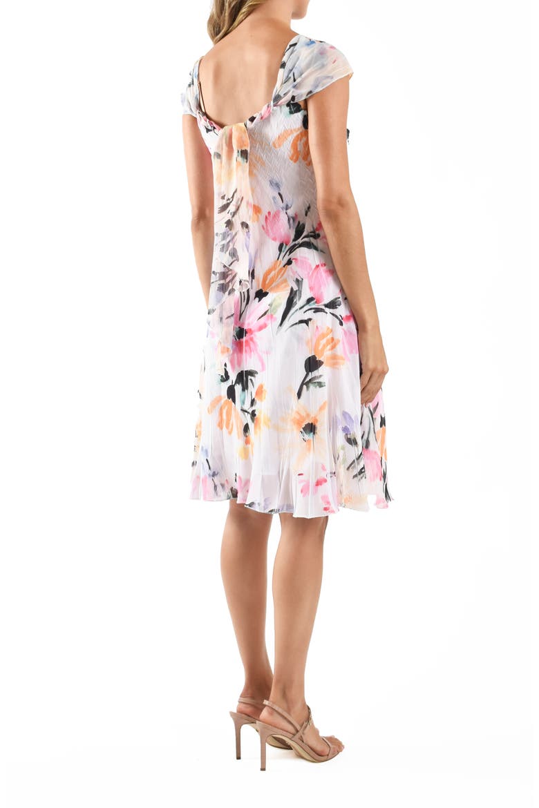 Scarf Charmeuse & Chiffon Cocktail Dress, Alternate, color, PETAL SPLASH