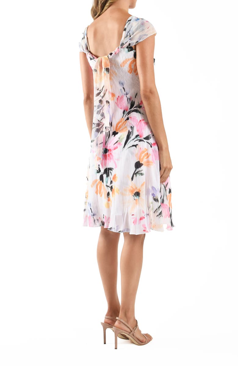 Komarov Scarf Charmeuse & Chiffon Cocktail Dress, Alternate, color, Petal Splash