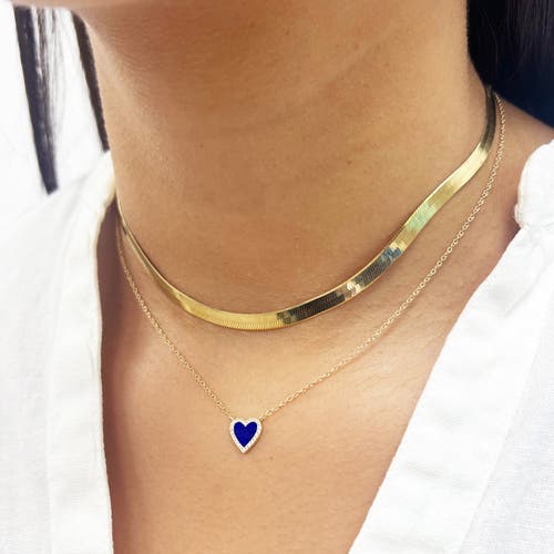 The Lovery Fine Jewelry Mini Lapis Diamond Halo Heart Necklace In Blue