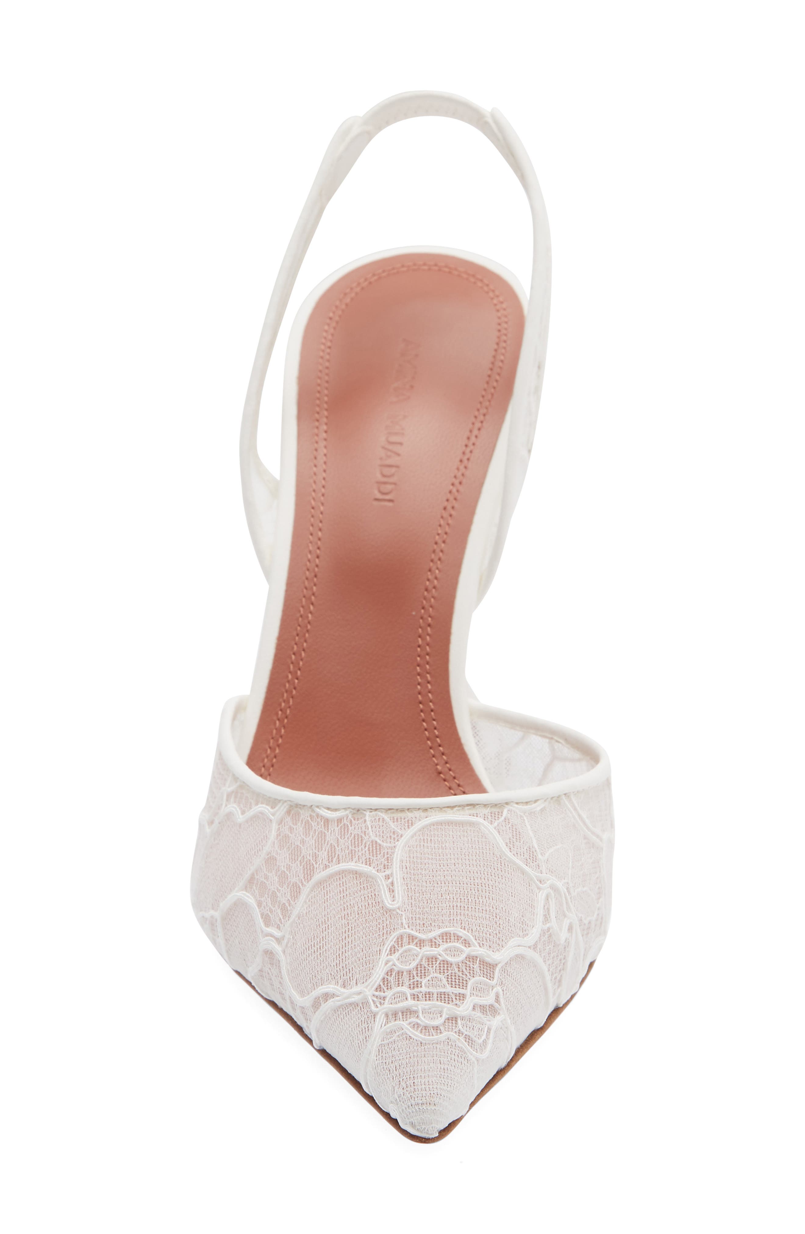 Amina Muaddi Holli Lace Slingback Pump, Alternate, color, Ivory