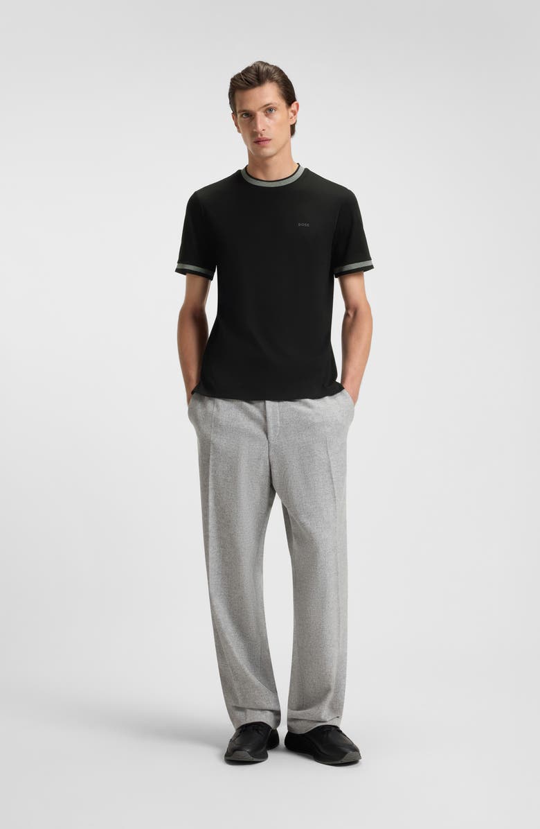 BOSS Tessler Slim Fit Cotton Ringer T-Shirt, Alternate, color, Black