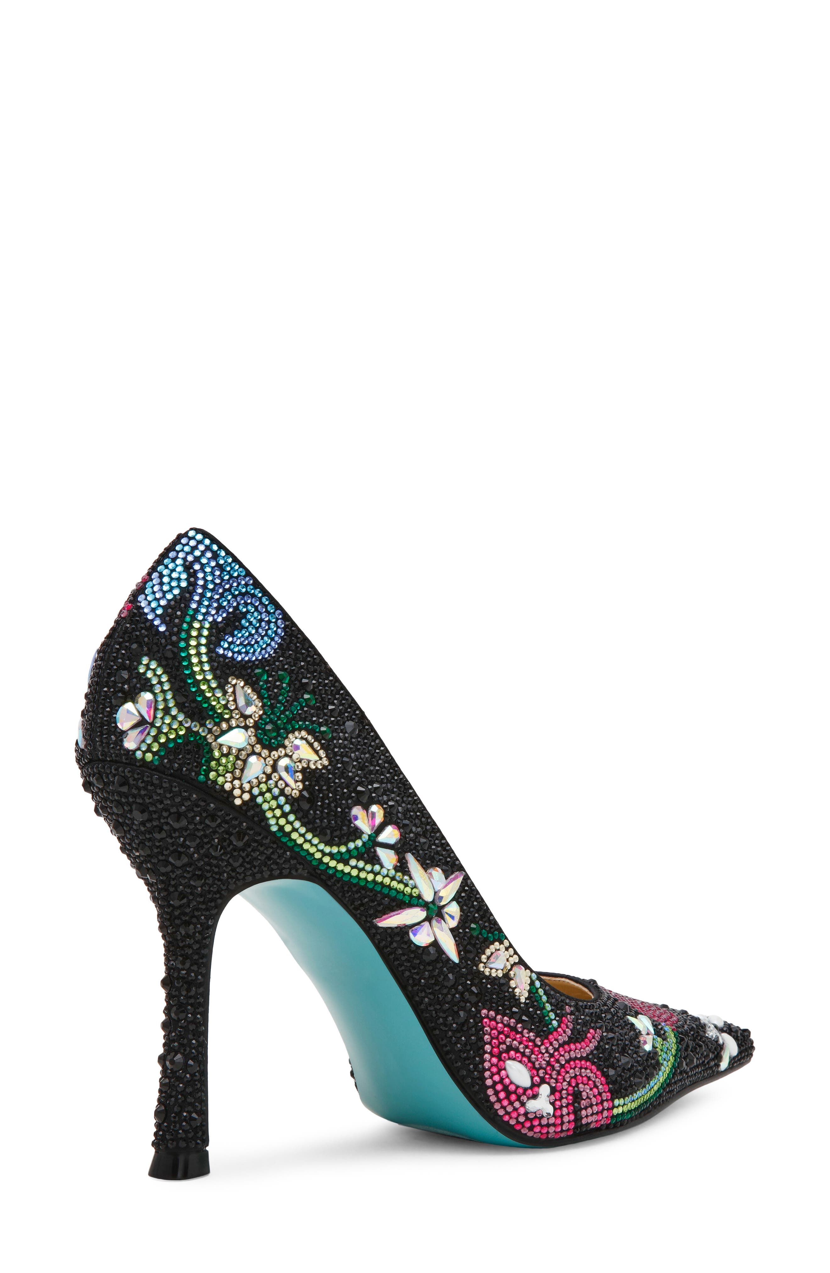 Brice Crystal Floral Pump, Alternate, color, BLACK MULTI