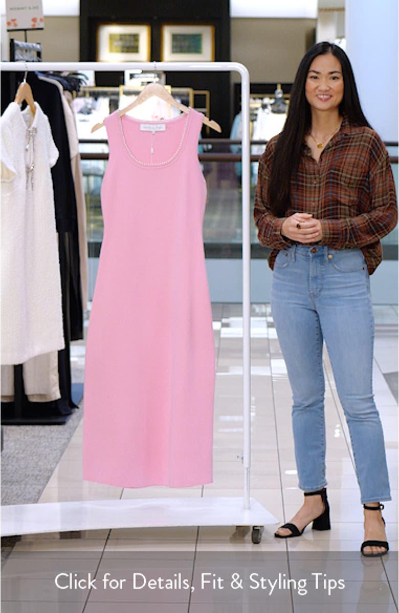 Faux Pearl Detail Knit Midi Dress, sales video thumbnail