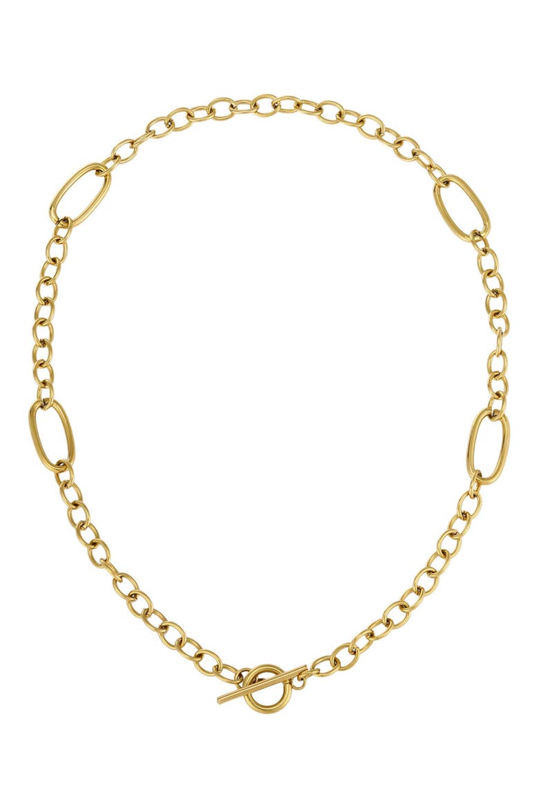 Oval Link Station Necklace, Main, color, GOLD