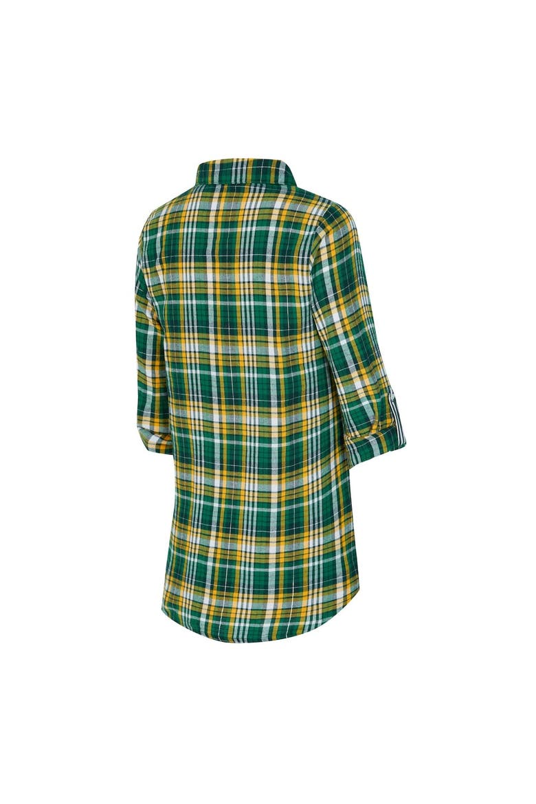 Women's Concepts Sport Green Green Bay Packers Laney Plaid Tri-Blend Full-Button Nightshirt, Alternate, color, Green