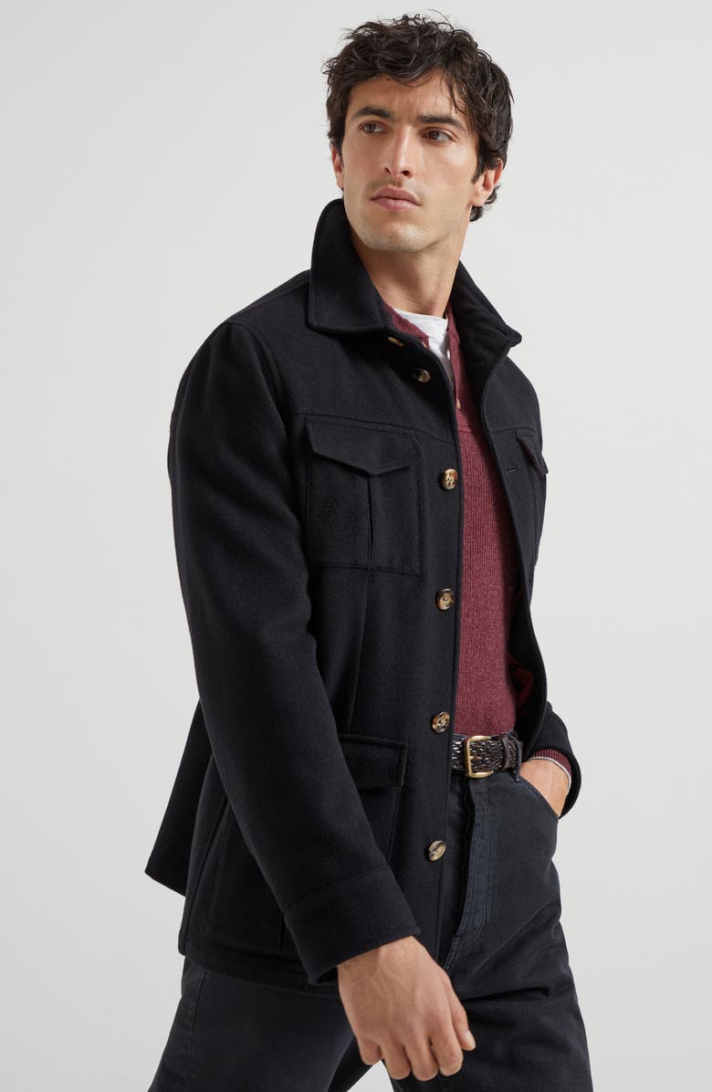 Brunello Cucinelli Water-resistant safari jacket, Alternate, color, Black