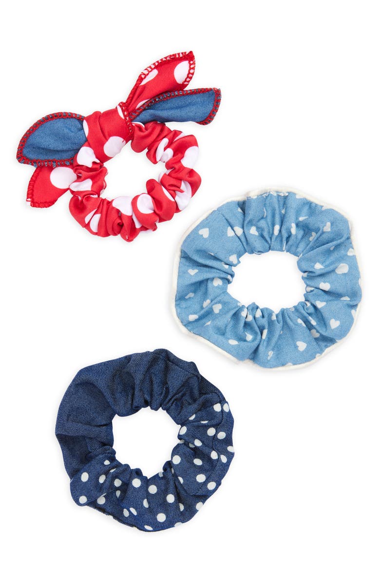 Cara Kids' 3-Pack Assorted Denim Scrunchies, Main, color, Multi