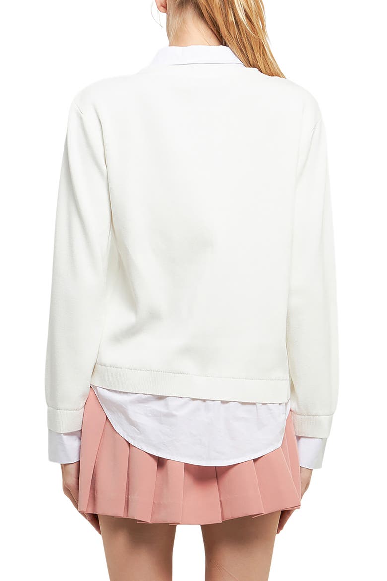 Mixed Media Layered Cardigan, Alternate, color, CREAMWHITE