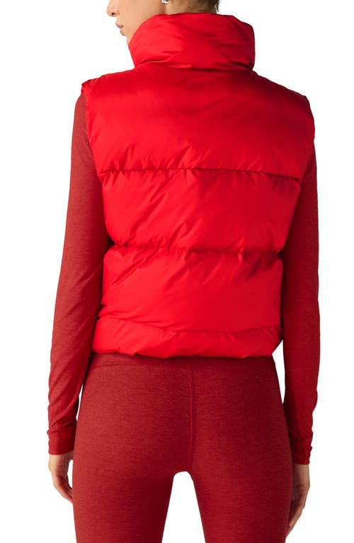 Beyond Yoga Big Cozy Puffer Vest In Red