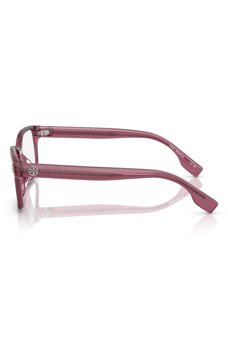 Tory Burch 49mm Rectangular Optical Glasses, Alternate, color, Red