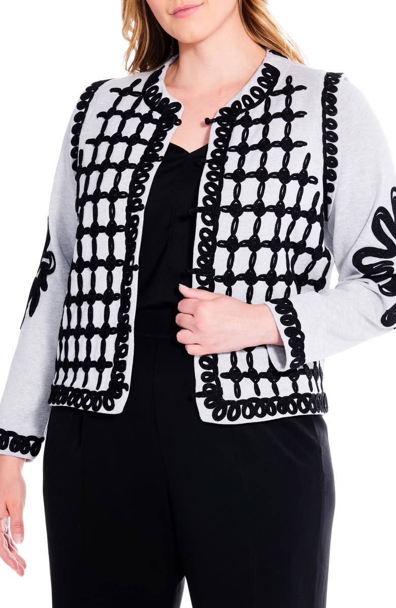 NIC+ZOE Romantic Soutache Knit Jacket, Alternate, color, 
