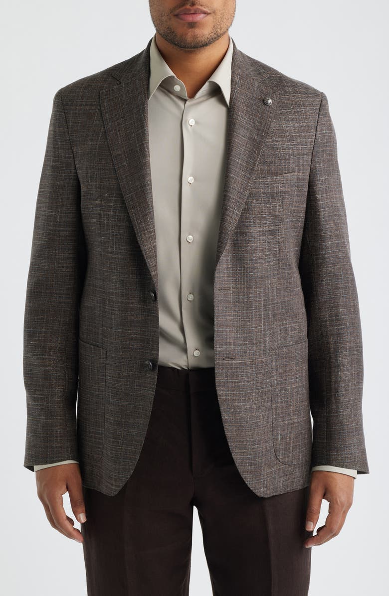 Jack Victor Hampton Brown Slub Wool Blend Sport Coat, Main, color, Brown