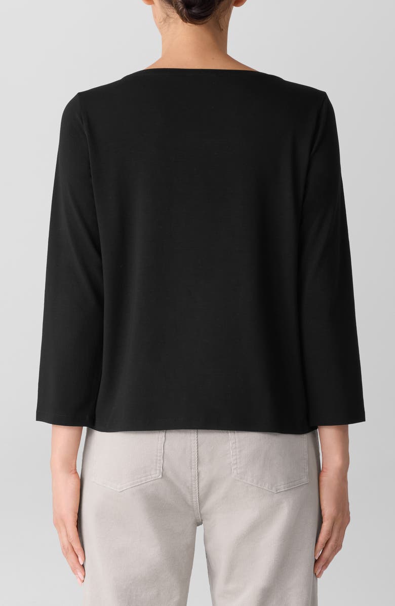 Eileen Fisher Scoop Neck Stretch Jersey Shirt, Alternate, color, Black