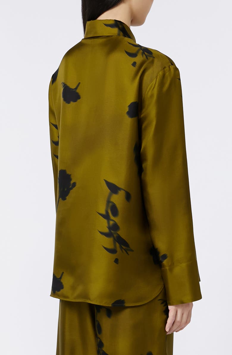 MM by Max Mara Eraclea Abstract Print Silk Button-Up Shirt, Alternate, color, Olive Green