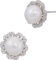 SAVVY CIE JEWELS CZ Freshwater Pearl Stud Earrings