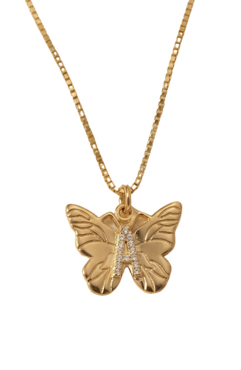The M Jewelers The Butterfly Initial Pendant Nekclace, Main, color, 
