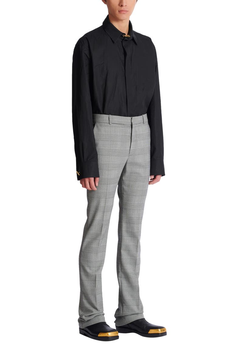 Balmain Darted trousers in Prince of Wales wool, Alternate, color, Black