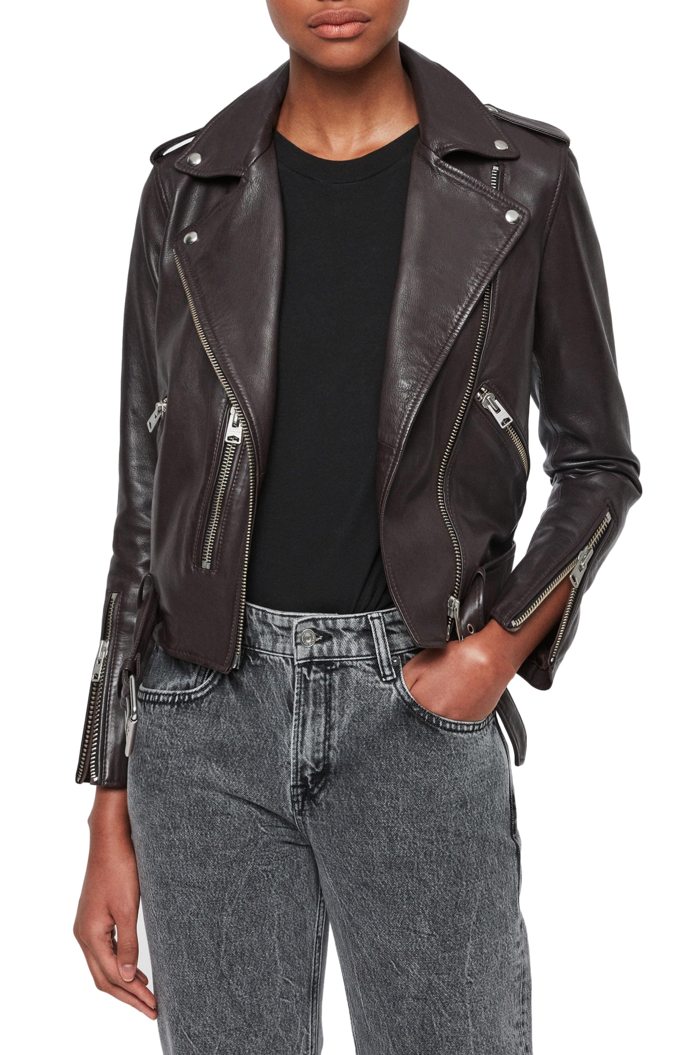 AllSaints Balfern Leather Biker Jacket (Women) | Nordstrom