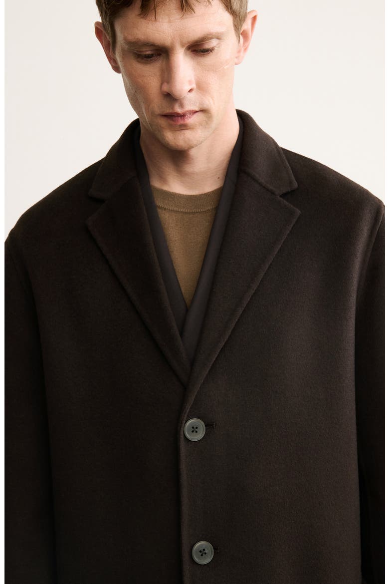 Handmade Wool Blend Melton Overcoat, Alternate, color, BROWN