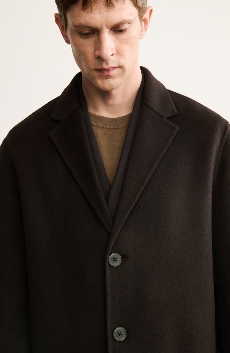 MANGO Handmade Wool Blend Melton Overcoat, Alternate, color, Brown