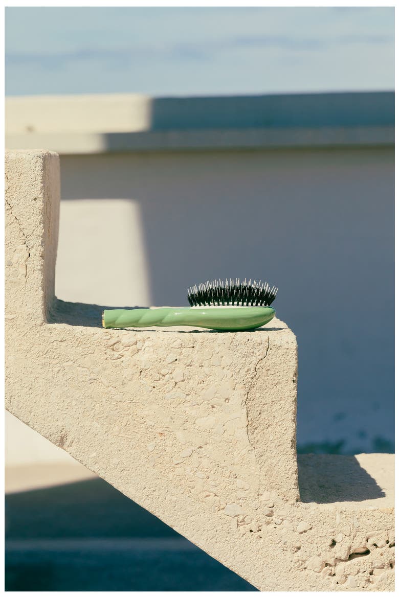 N.02 The Small Care & Detangling Hairbrush, Alternate, color, ALMOND GREEN
